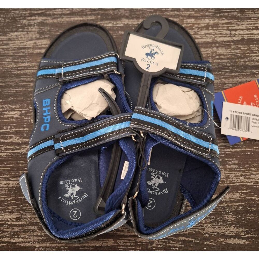 Beverly Hills Polo Club Boys Sports Sandals Youth Size‎ 2 Blue NEW